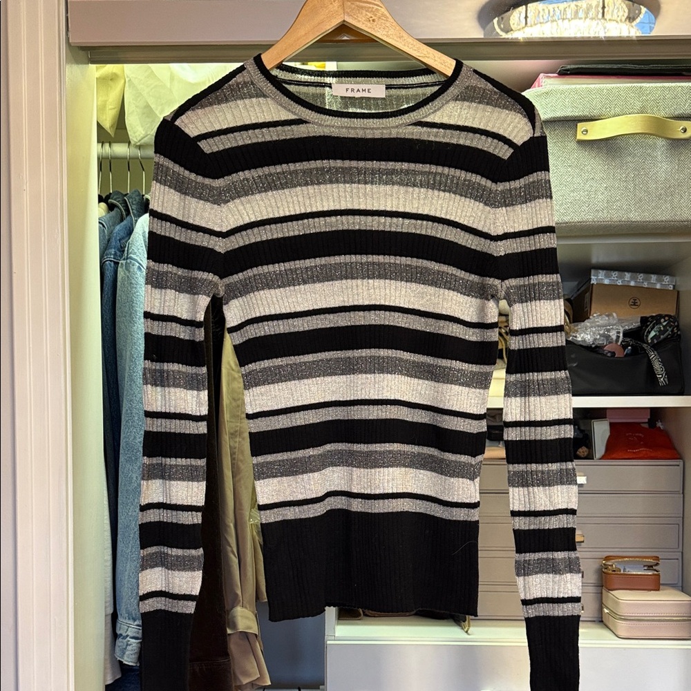 Frame Denim Striped Crew Neck Sweater